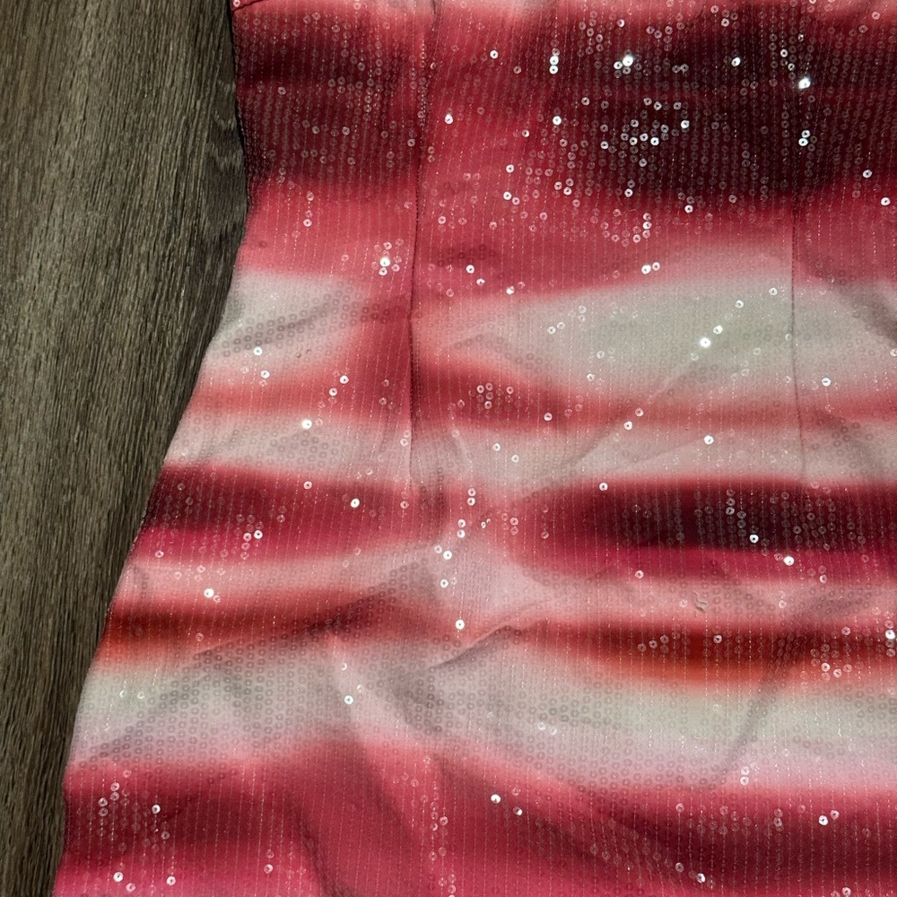 White Fox Boutique Pink and White Sequin Mini Dress - Picture 2 of 4